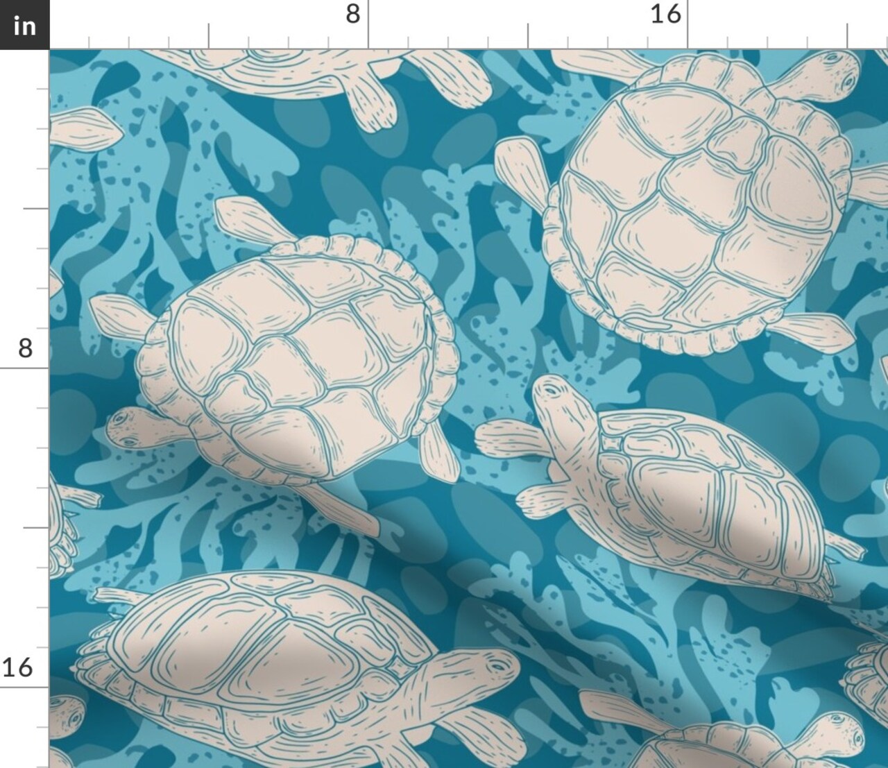 Sea Turtles Coastal Summer Life Ocean Animals Seaside Custom Printed Fabric by Spoonflower Various Fabrics by the Yard or Fat Quarter